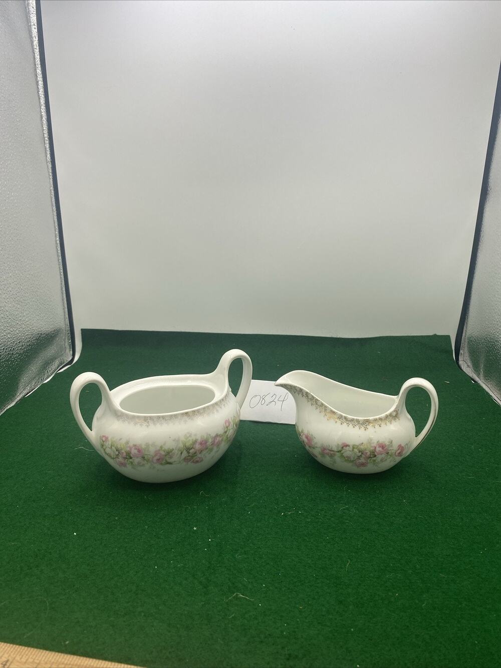 Z.S. & Co. Bavaria Pink Flower Blossom Creamer And Sugar Bowl(No Lid) Vintage